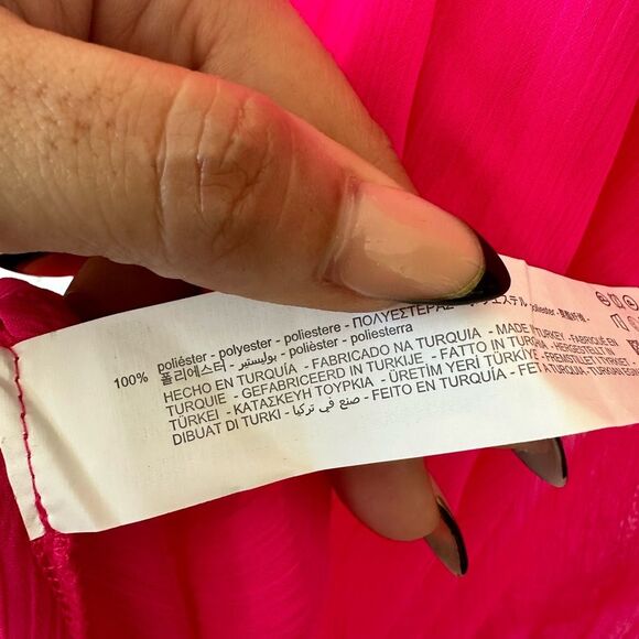 Zara Blogger's Favorite High Neck Sheer Pleated Balloon Sleeve Back Tie Blouse S - Picture 11 of 11
